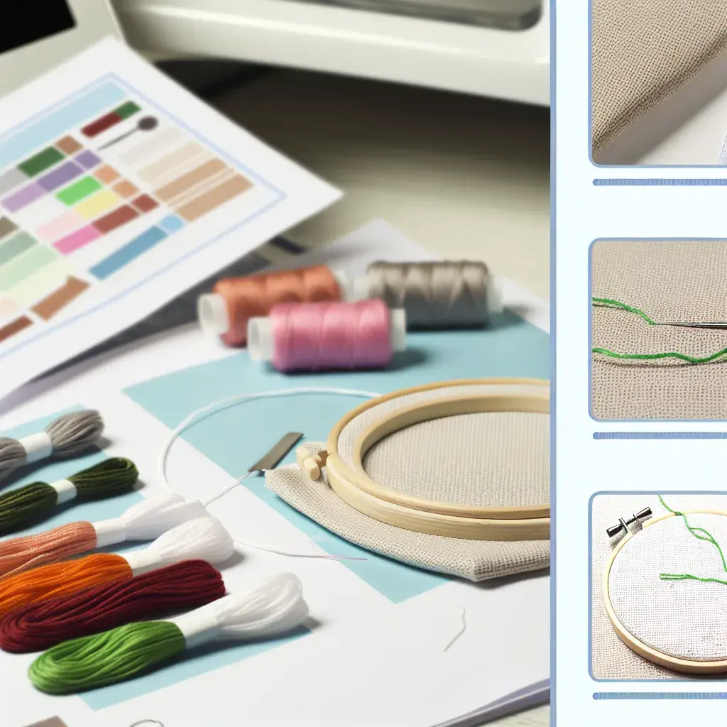 Базові матеріали для техніки вишивання: п'яльці, нитки муліне, ножиці та тканина