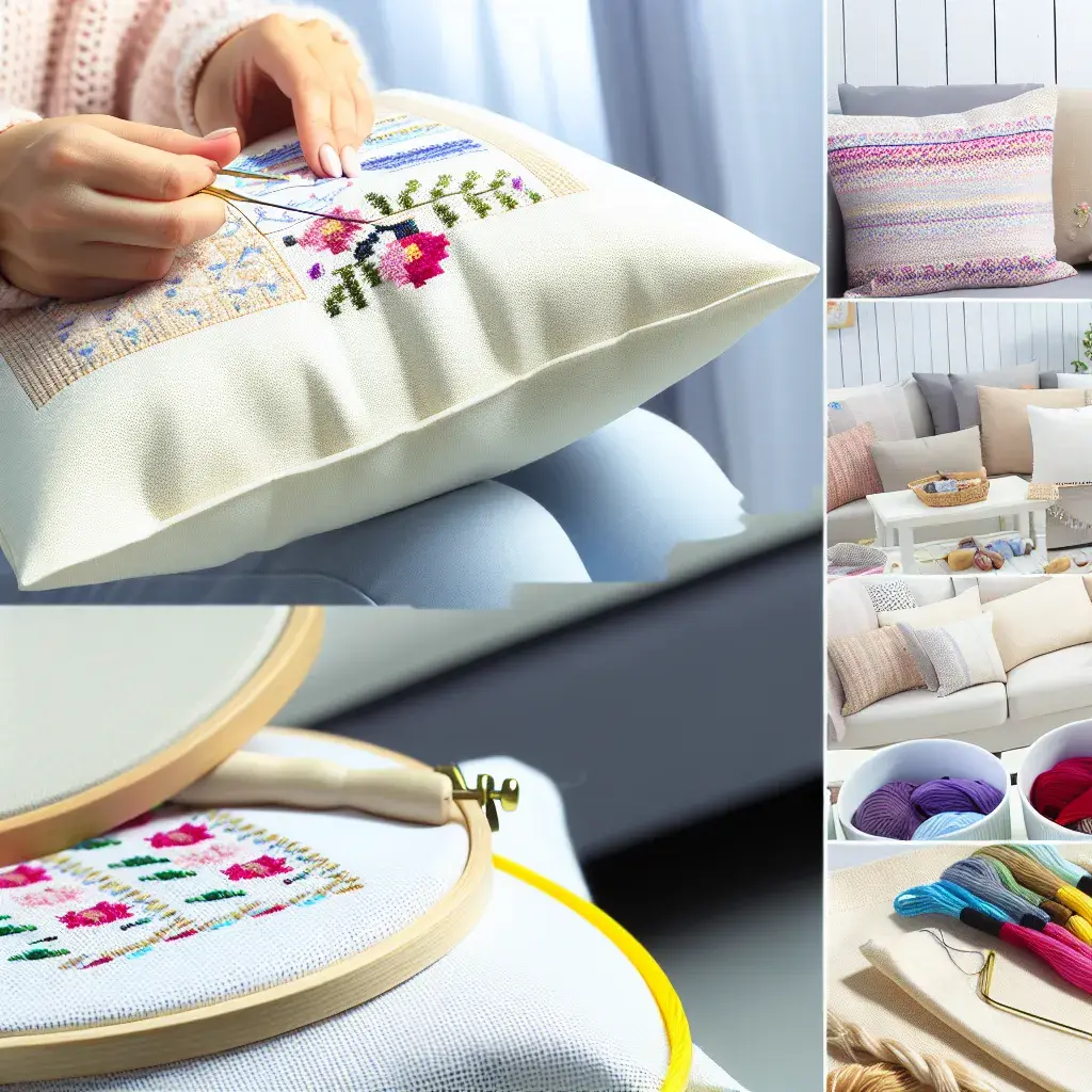 Затишний інтер'єр з вишитими подушками ручної роботи на дивані