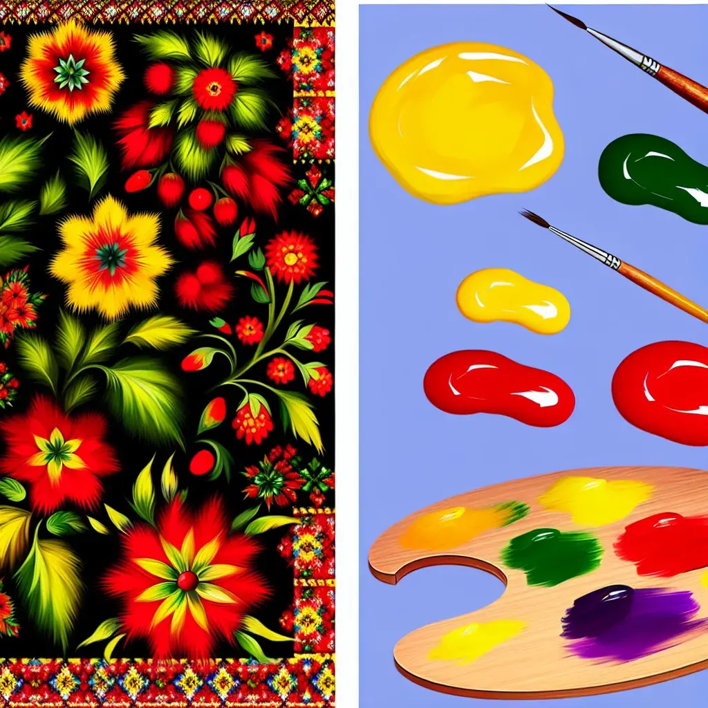 Готовий петриківський розпис малюнки на дерев'яній дошці з традиційними квітами та калиною