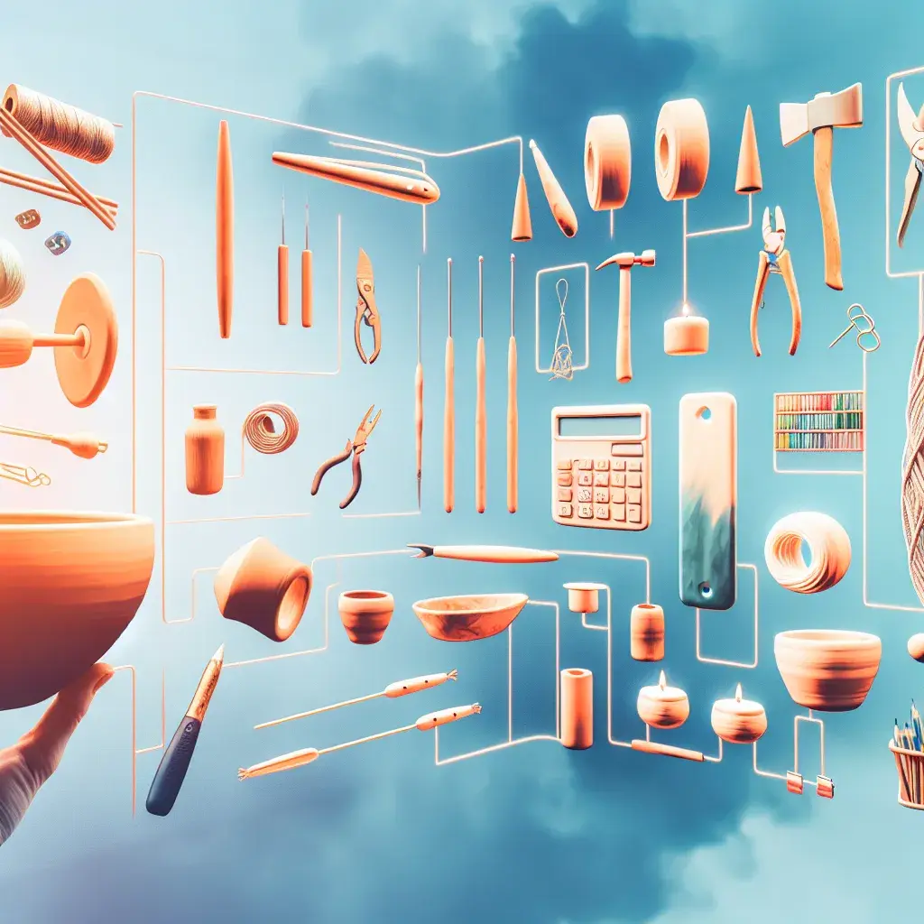 Естетичне робоче місце майстра хенд мейду з інструментами та матеріалами для рукоділля