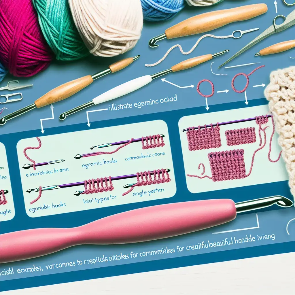 Жіночі руки тримають ергономічний гачок та пастельну пряжу, починаючи в'язання