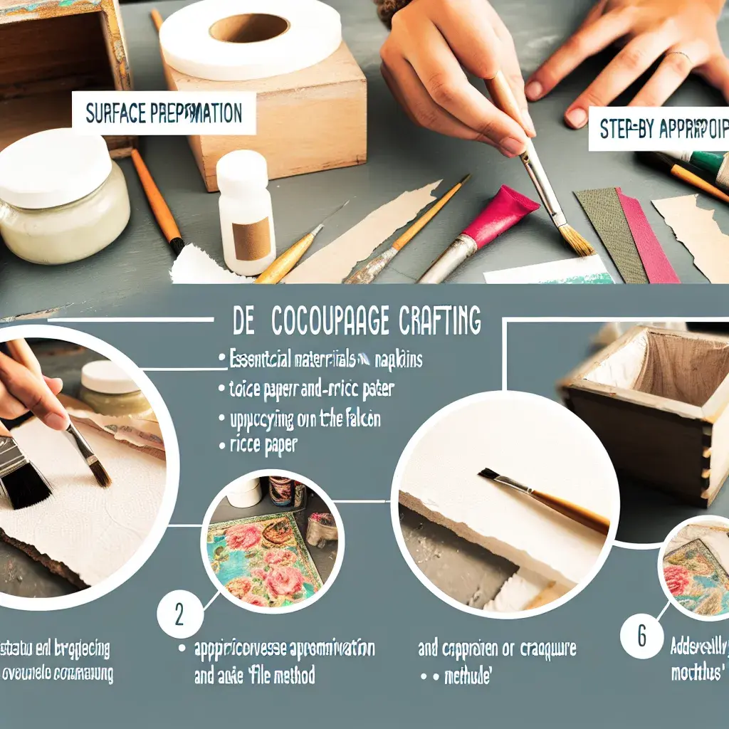 Матеріали та інструменти для декупажу: серветки, пензлі, фарби та дерев'яна заготовка