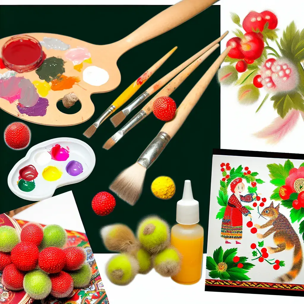 Матеріали та інструменти для петриківського розпису: фарби, пензлі, палітра