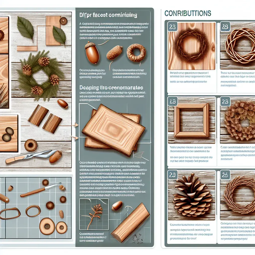 Набір природних матеріалів для рукоділля: шишки, жолуді, дерево та листя на столі