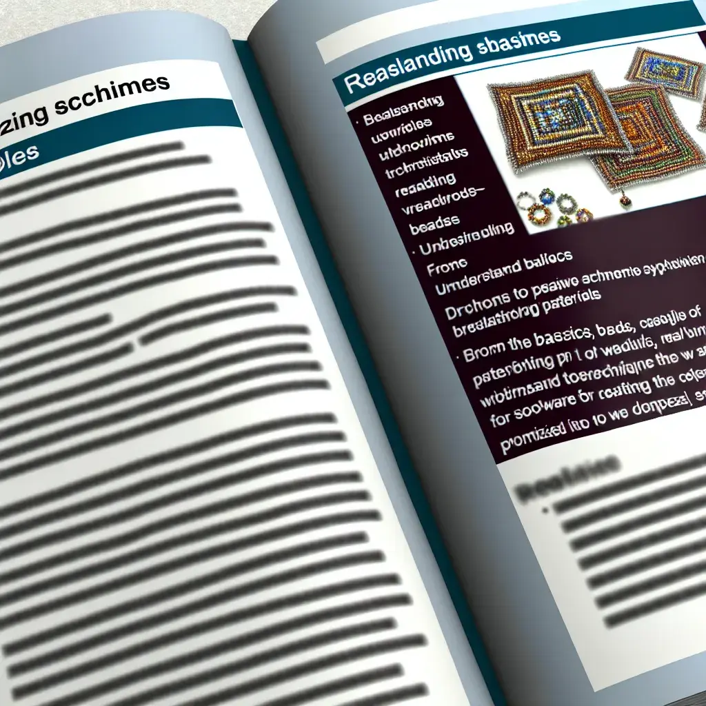 Роздрукована схема для бісеру поруч з матеріалами для плетіння на дерев'яному столі