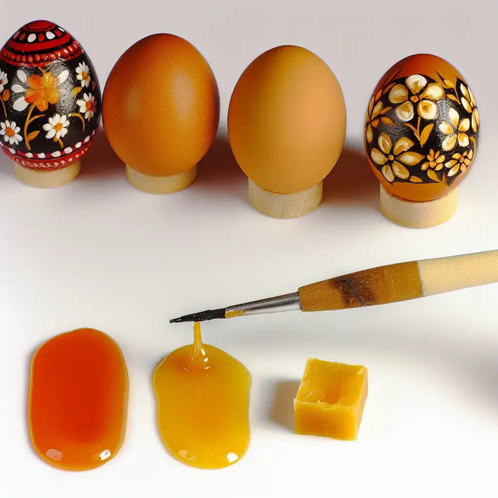 Інструменти для писанкарства: писачок, віск, свічка та яйце на столі