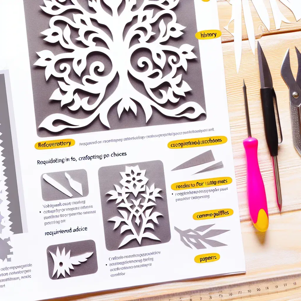 Традиційна українська витинанка Дерево життя з білого паперу на синьому фоні