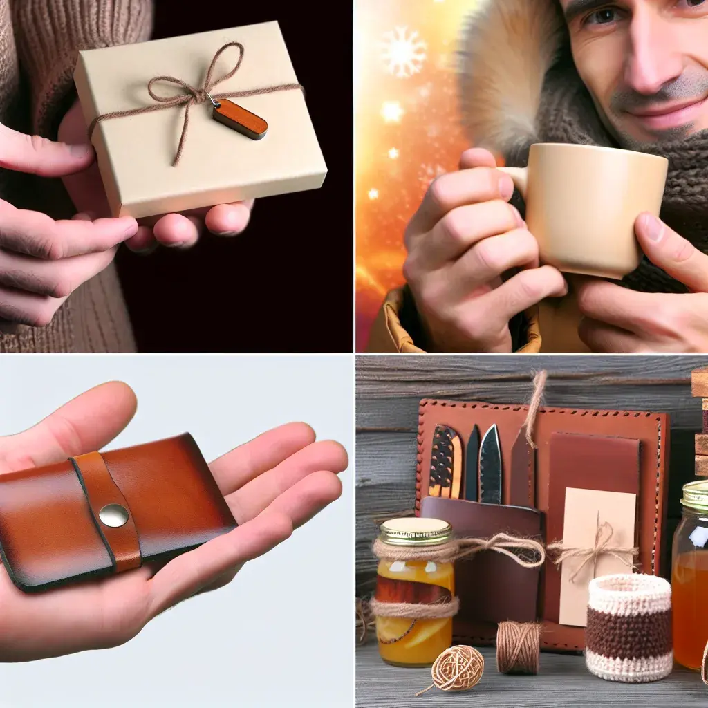 Чоловік розгортає персоналізований шкіряний картхолдер, зроблений своїми руками