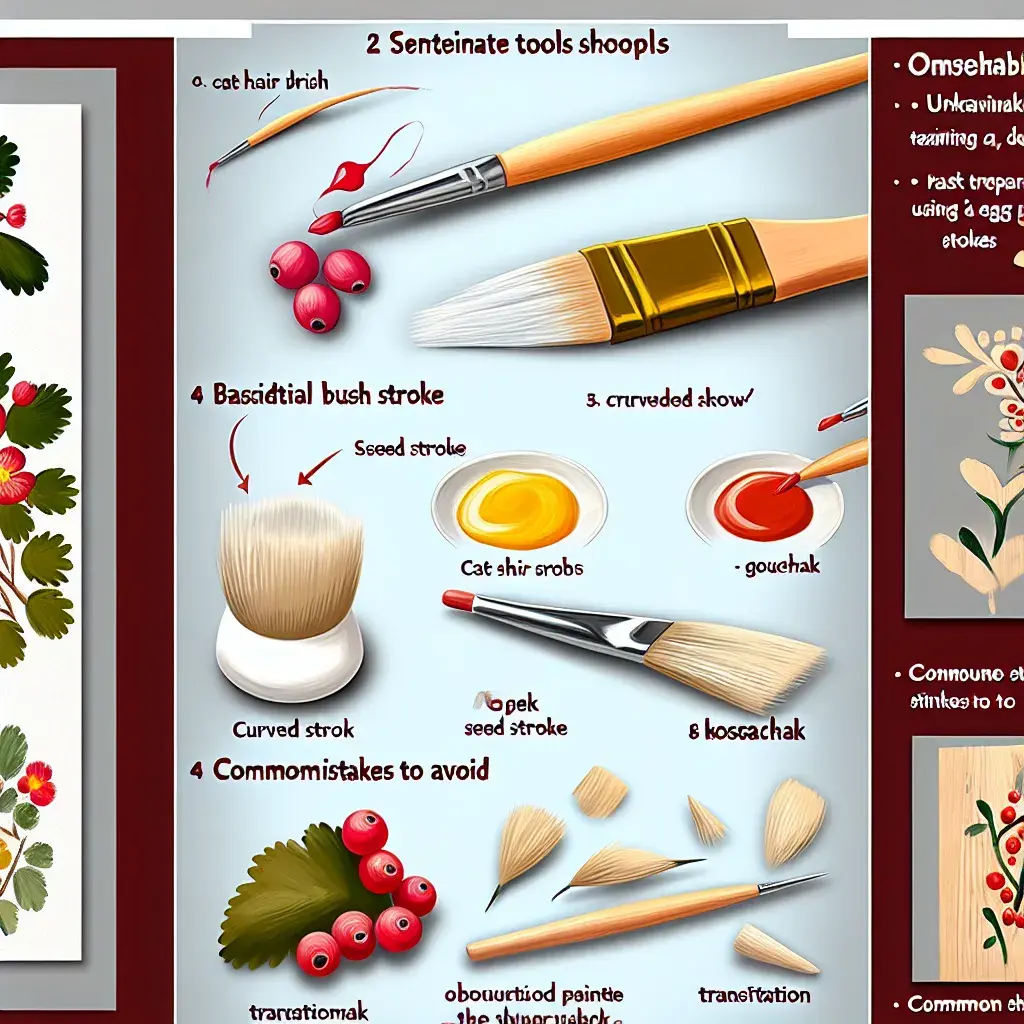 Інструменти для петриківського розпису: пензлик кошачка, фарби та палітра